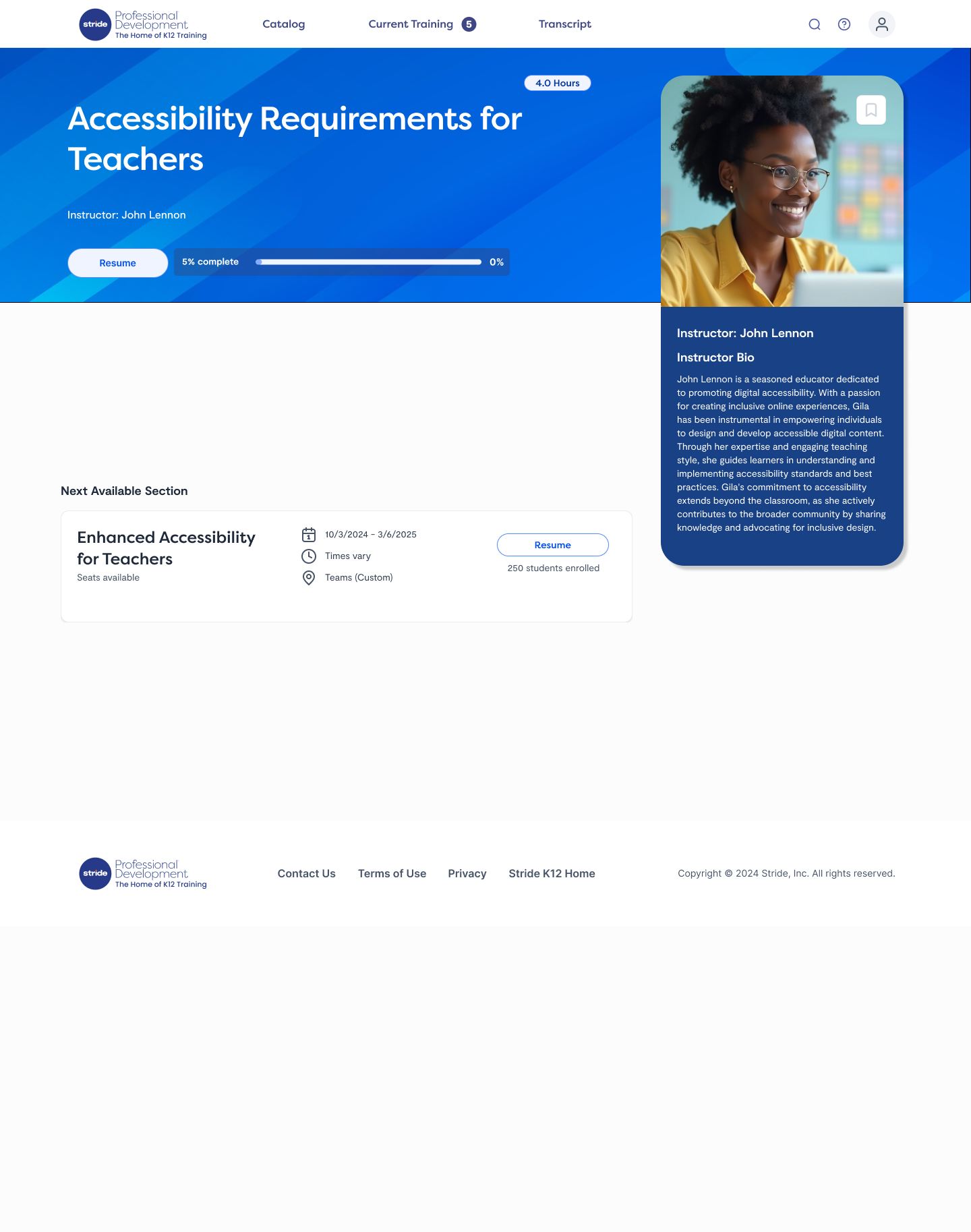 Rigor for Leaders curriculum page: about the curriculum, organized topic blocks and enrollment